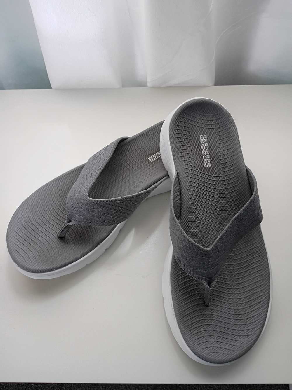 Women's Skechers Go-Walk Grey Comfort Flip Flop Sandals